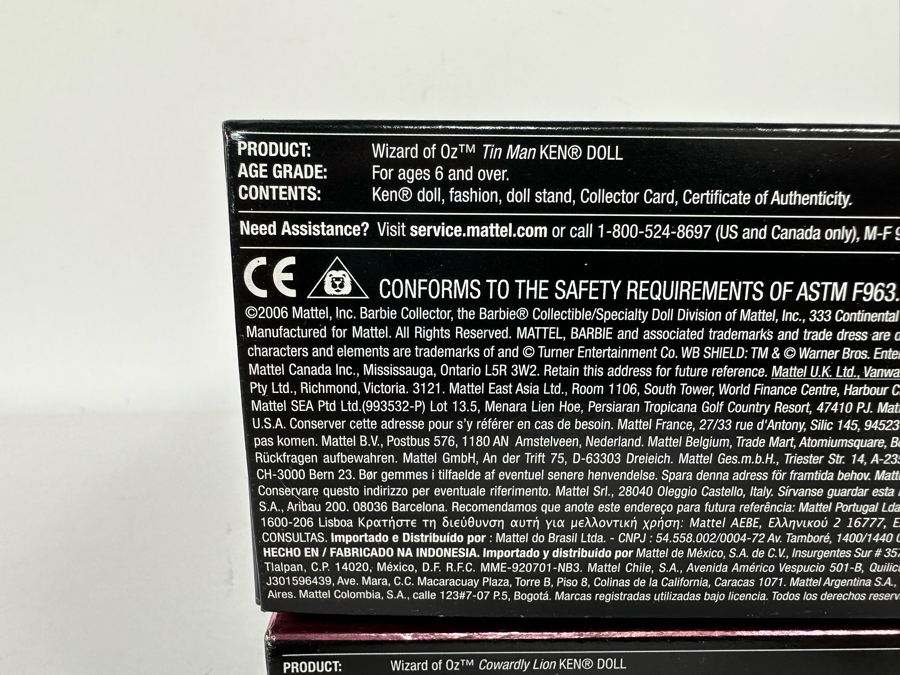 The Wizard of Oz Cowardly Lion and Tin Man Pink Collection Mattel Ken Dolls 2006 New In Box K8687/K8688 [Photo 18]