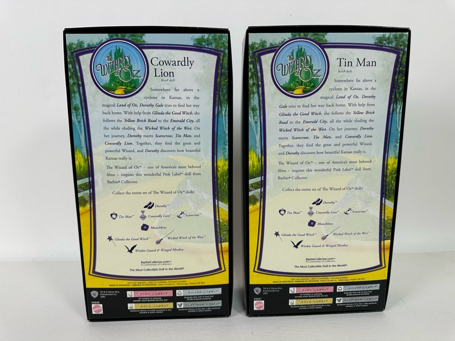 The Wizard of Oz Cowardly Lion and Tin Man Pink Collection Mattel Ken Dolls 2006 New In Box K8687/K8688 [Photo 12]