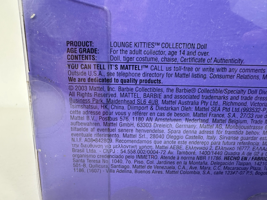 Lounge Kitties Collection White Tiger Mattel Barbie Doll 2003 New In Box C2478 [Photo 10]