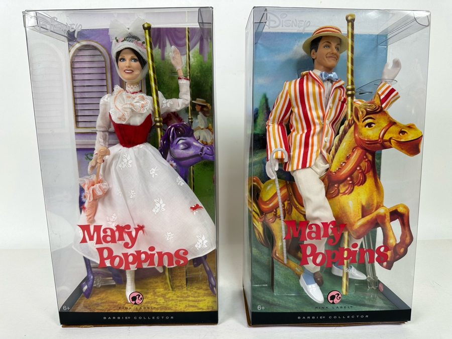 Disney Mary Poppins and Bert Pink Label Collection Mattel Barbie and Ken Dolls 2007 New In Box M0685/M0672 [Photo 3]