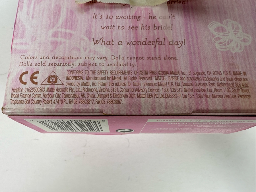 Beautiful Bride and Handsome Groom Mattel Barbie and Ken Dolls 2004 New In Box G9073/G9071 [Photo 10]