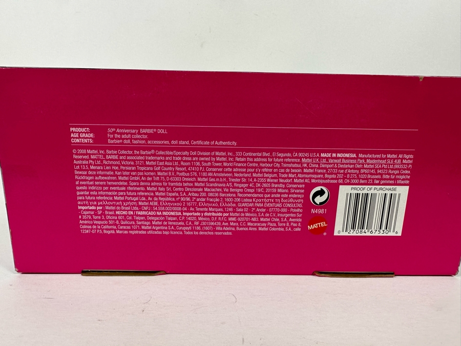 50th Anniversary Mattel Barbie Doll 2008 New In Box N4981 [Photo 10]