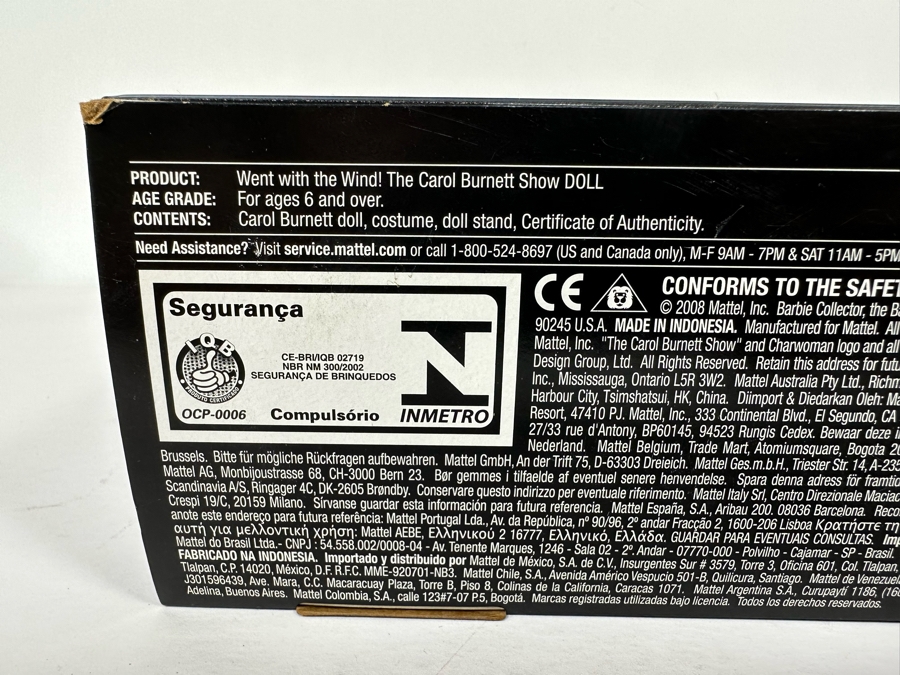 The Carol Burnett Show “Went with the Wind” 50th Anniversary Mattel Barbie Doll 2008 New In Box N4986 [Photo 12]