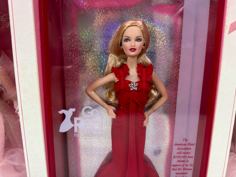 (2) Pink Ribbon and (1) Go Red for Women Pink Label Collection Mattel Barbie Dolls 2006/2007 New In Box K7957/J0932 [Photo 4]