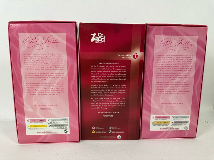 (2) Pink Ribbon and (1) Go Red for Women Pink Label Collection Mattel Barbie Dolls 2006/2007 New In Box K7957/J0932 [Photo 14]