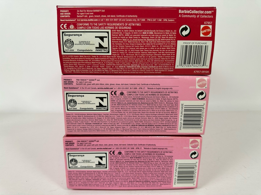 (2) Pink Ribbon and (1) Go Red for Women Pink Label Collection Mattel Barbie Dolls 2006/2007 New In Box K7957/J0932 [Photo 21]