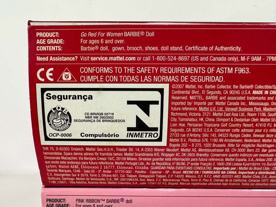(2) Pink Ribbon and (1) Go Red for Women Pink Label Collection Mattel Barbie Dolls 2006/2007 New In Box K7957/J0932 [Photo 24]