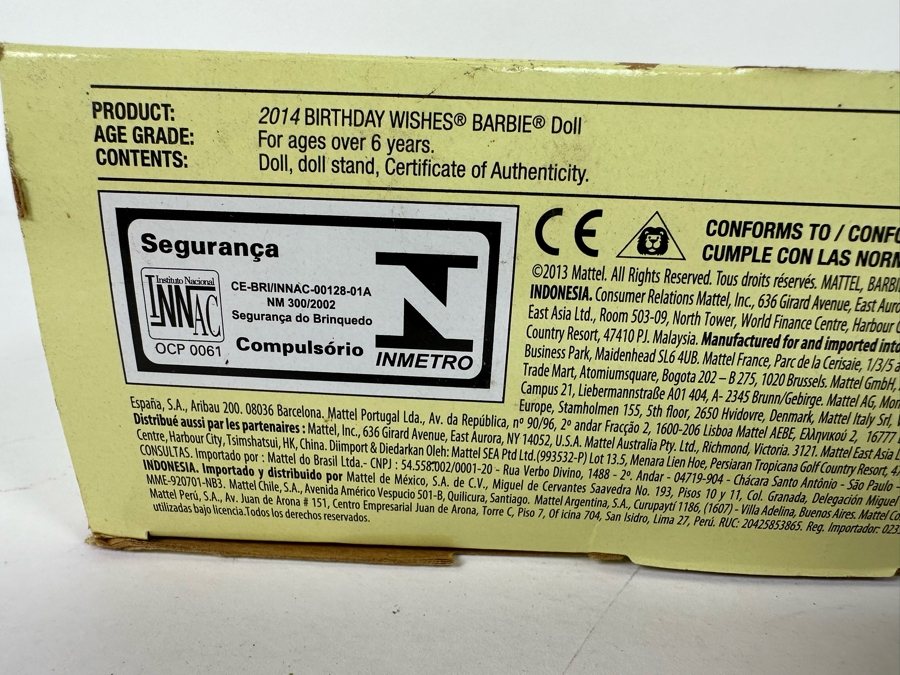 2013 Birthday Wishes Mattel Barbie Doll 2006 New In Box BCP64 [Photo 8]