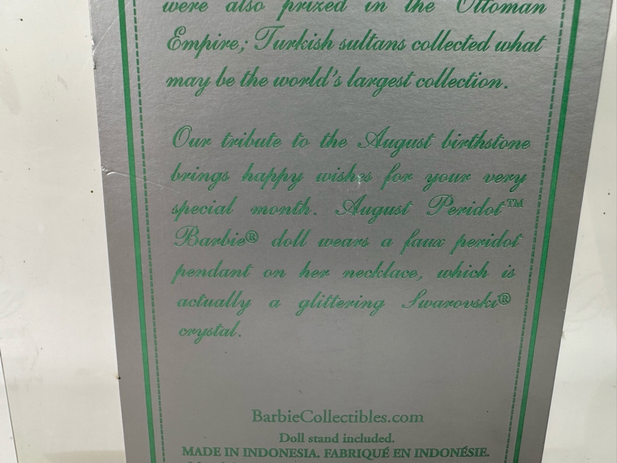 August Peridot Birthstone Collection Collector Edition Mattel Barbie Doll 2002 New In Box C5326 [Photo 11]