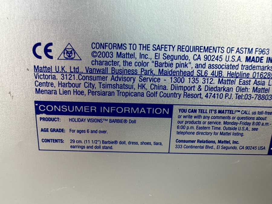 Special 2004 Edition Holiday Barbie and Winter Fantasy “First in the Series” 2003 Special Edition Mattel Barbie Dolls 2003/2004 New In Box B5848/B2519 [Photo 22]