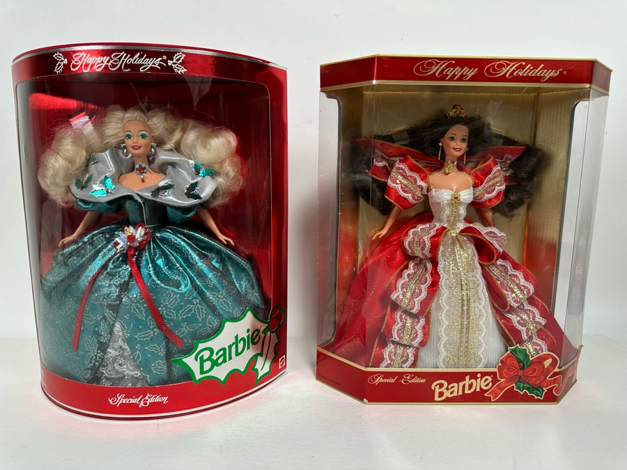 1995 Happy Holidays Barbie Special Edition and 1997 Happy Holidays Special  Edition Mattel Barbie Dolls 1995/1997 New In Box 14123/17832