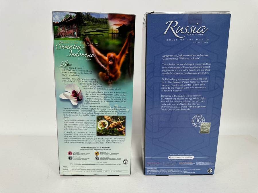 Dolls of the World: Sumatra Indonesia and Russia Pink Label Collection Mattel Barbie Dolls 2009/2007 New In Box R4488/L9582 [Photo 9]