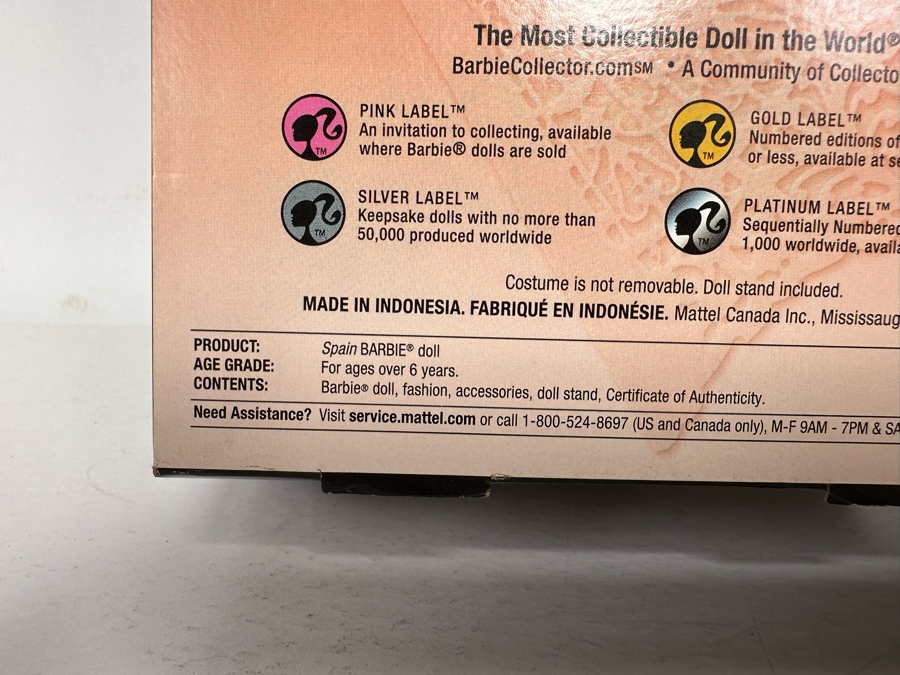 Dolls of the World: Spain and Italy Pink Label Collection Mattel Barbie Dolls 2007/2009 New In Box L9583/P3488 [Photo 10]