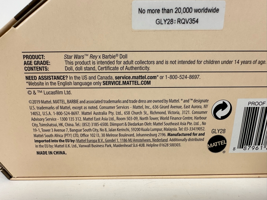 Star Wars Rey x Barbie Limited Edition of 20,000 Mattel Barbie Doll 2019 New In Box GLY28 [Photo 12]