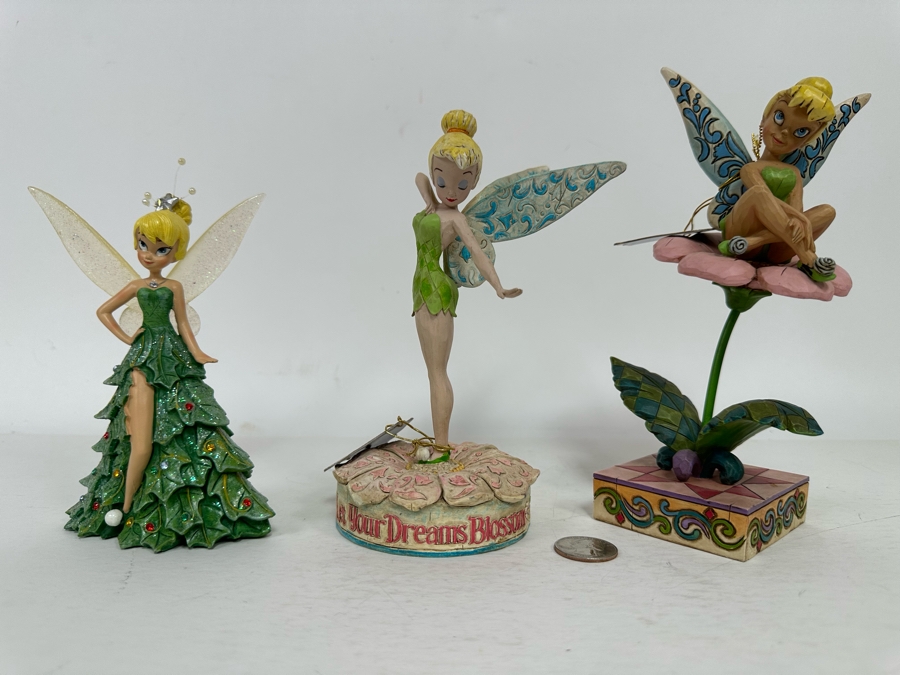 Tinkerbell Figurines “Sitting Pretty”, “Let Your Dreams Blossom” By Jim Shore for Enesco Disney Traditions: Showcase Collection and “Oh Christmas Tree” Disney’s All Decked Out for the Holidays 4007913/4005221/A9422 8H/7H/5.5H [Photo 3]