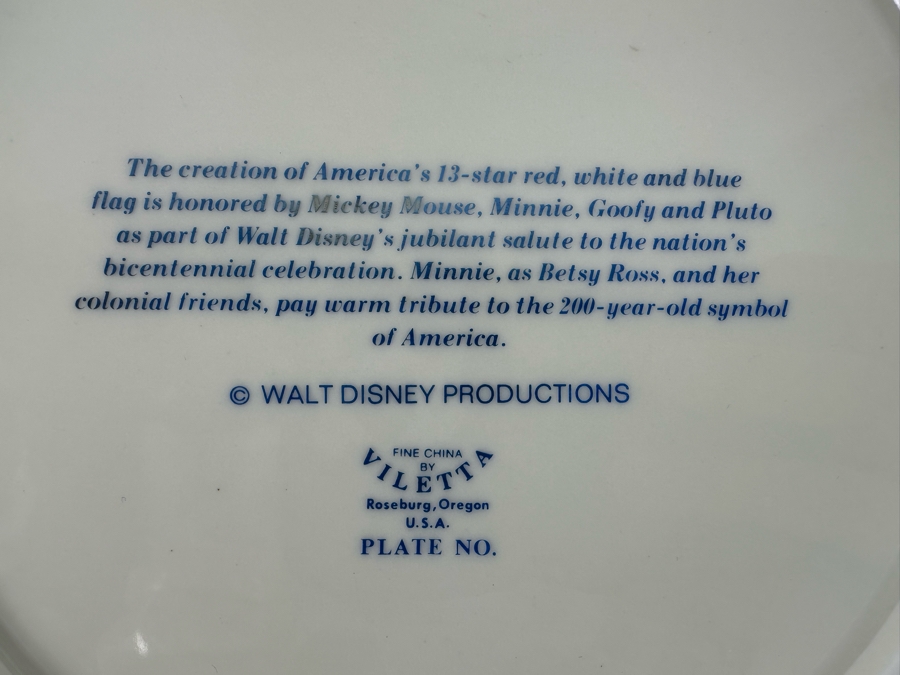 Disneyland “America on Parade” Bicentennial Celebration Plate by Viletta Plate No. 135/3000 11R [Photo 8]
