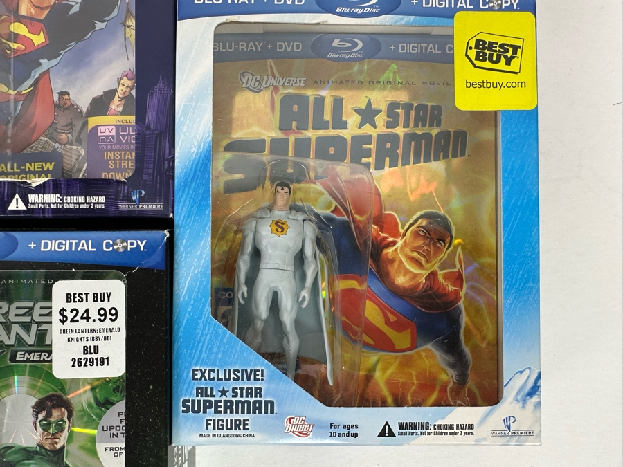 Blu-Ray DVD Combo Lot with Many Action Figures Including: Justice League, Green Lantern and Superman Movies [Photo 10]
