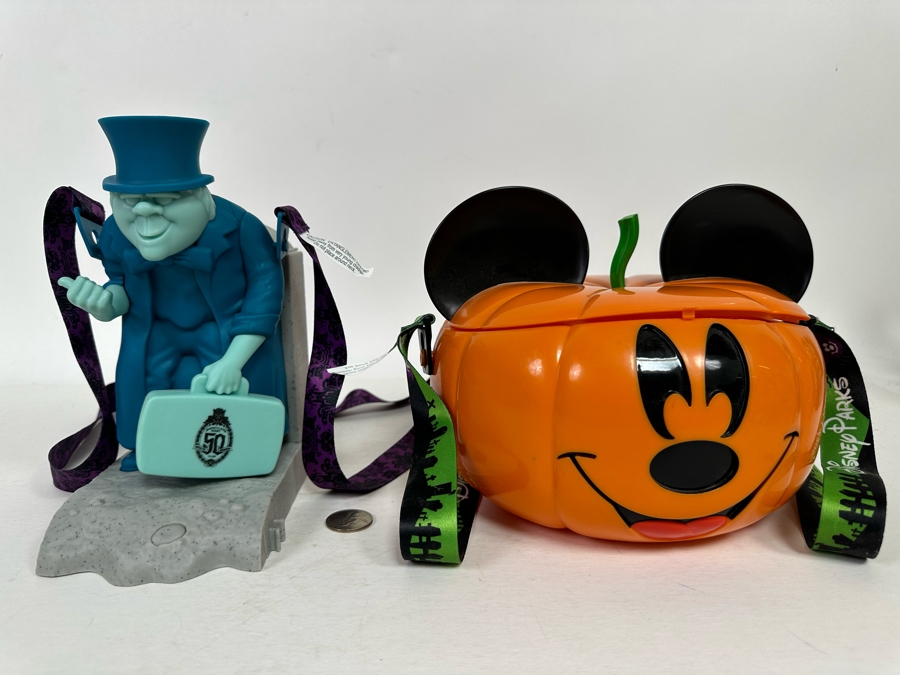 Disney Parks 2017 Mickey's Not So Scary Halloween Party Pumpkin and Hitchhiker Ghost Professor Phineas Plump Popcorn Buckets 8H/6.5H [Photo 2]