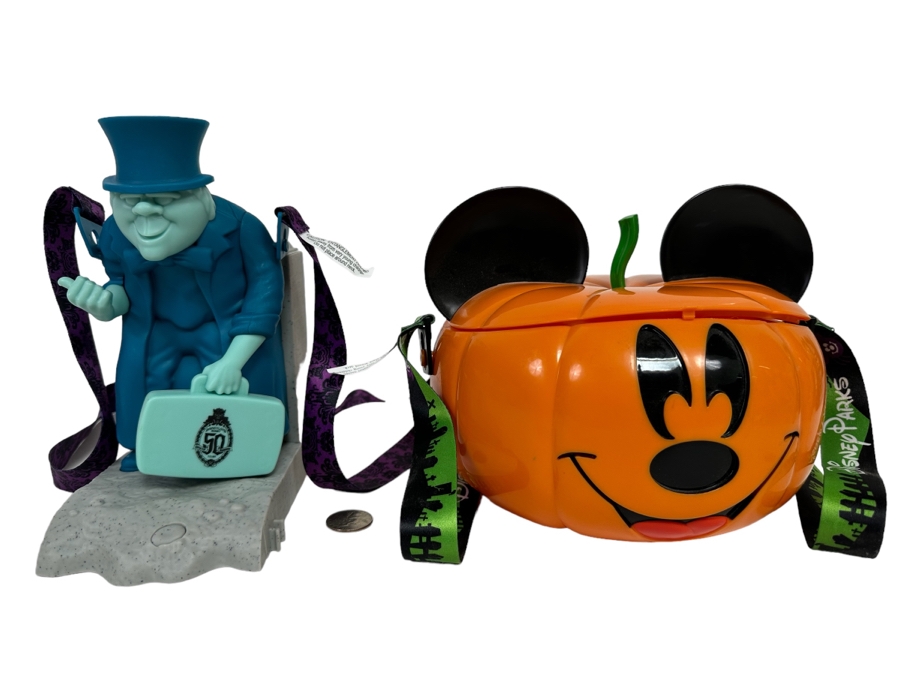 Disney Parks 2017 Mickey's Not So Scary Halloween Party Pumpkin and Hitchhiker Ghost Professor Phineas Plump Popcorn Buckets 8H/6.5H [Photo 1]