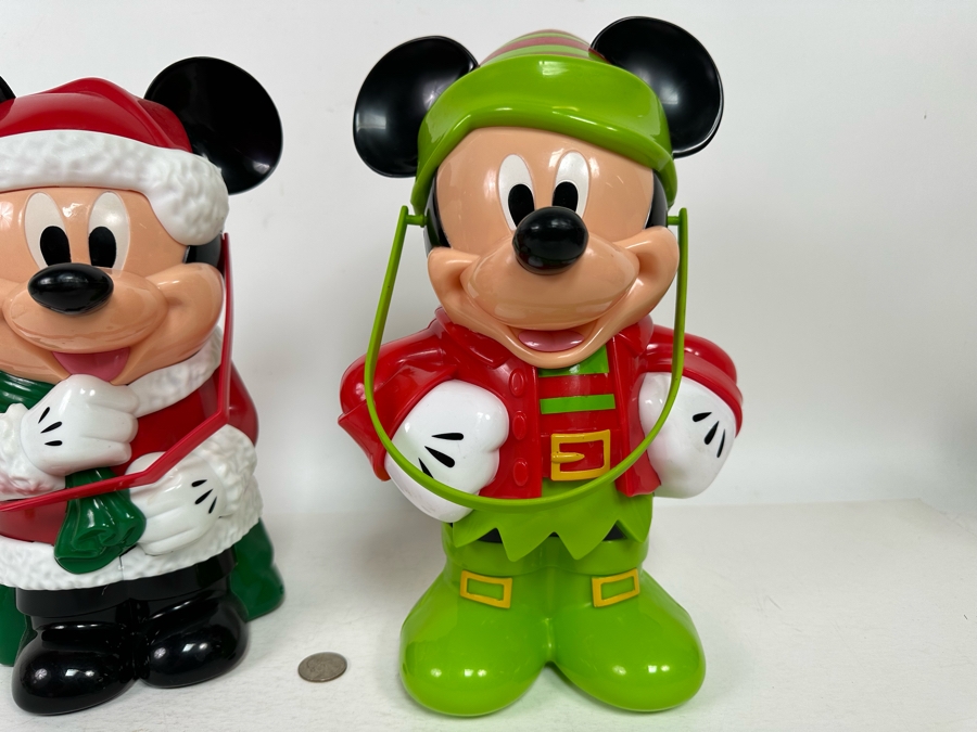 Disney Parks Mickey Mouse as Santa and Mickey Mouse Christmas Elf Popcorn Buckets 12H/12.5H [Photo 3]