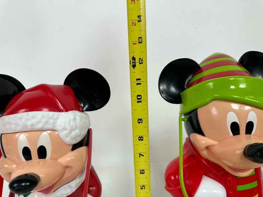 Disney Parks Mickey Mouse as Santa and Mickey Mouse Christmas Elf Popcorn Buckets 12H/12.5H [Photo 11]