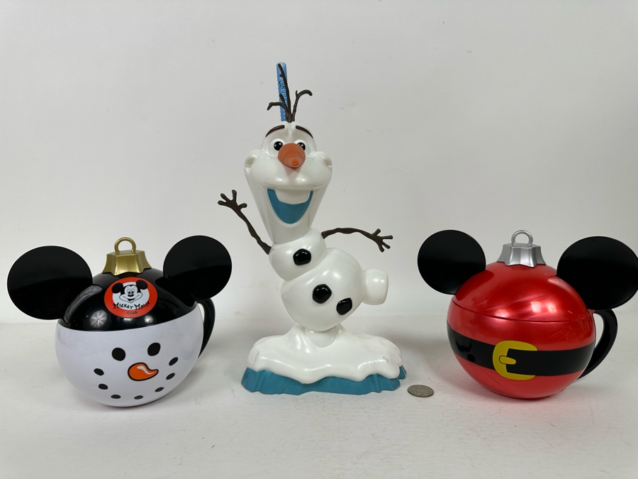 Disney Parks Mickey Mouse Snowman & Santa Christmas Bulb sippers and Olaf Drink Stein 6H/12H/6H [Photo 2]