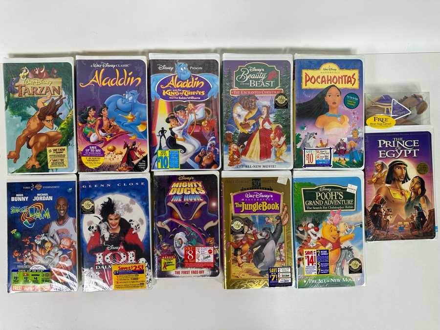 Disney VHS Lot *All Sealed* Includes: Tarzan, Aladdin, Beauty and the Beast: The Enchanted Christmas, Space Jam, Mighty Ducks, 101 Dalmatians, The Jungle Book and More [Photo 3]
