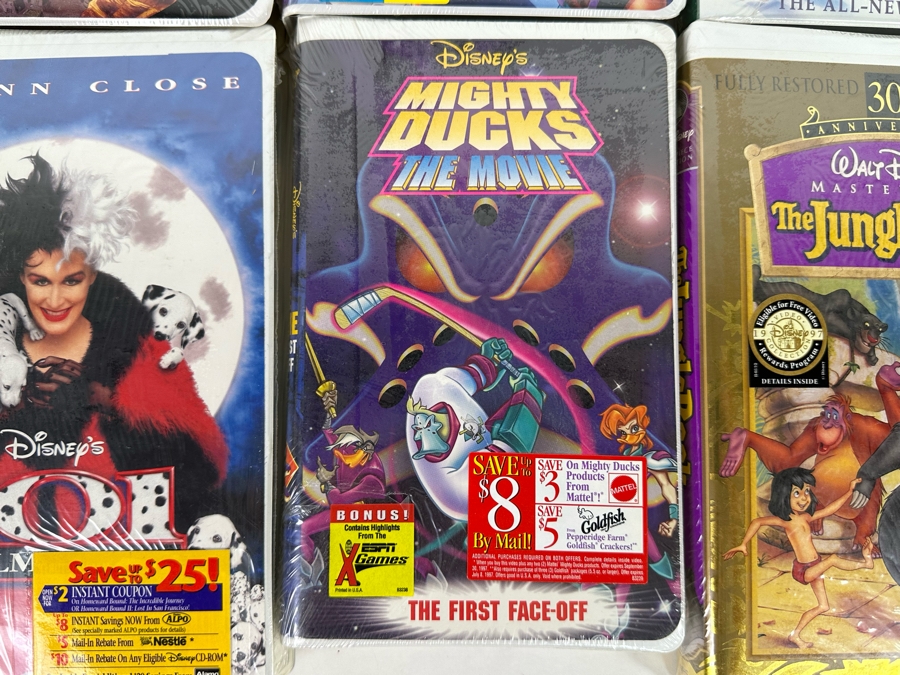 Disney VHS Lot *All Sealed* Includes: Tarzan, Aladdin, Beauty and the Beast: The Enchanted Christmas, Space Jam, Mighty Ducks, 101 Dalmatians, The Jungle Book and More [Photo 7]