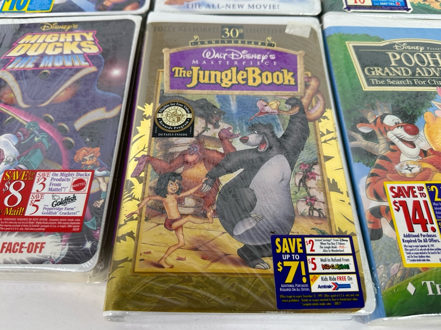 Disney VHS Lot *All Sealed* Includes: Tarzan, Aladdin, Beauty and the Beast: The Enchanted Christmas, Space Jam, Mighty Ducks, 101 Dalmatians, The Jungle Book and More [Photo 9]