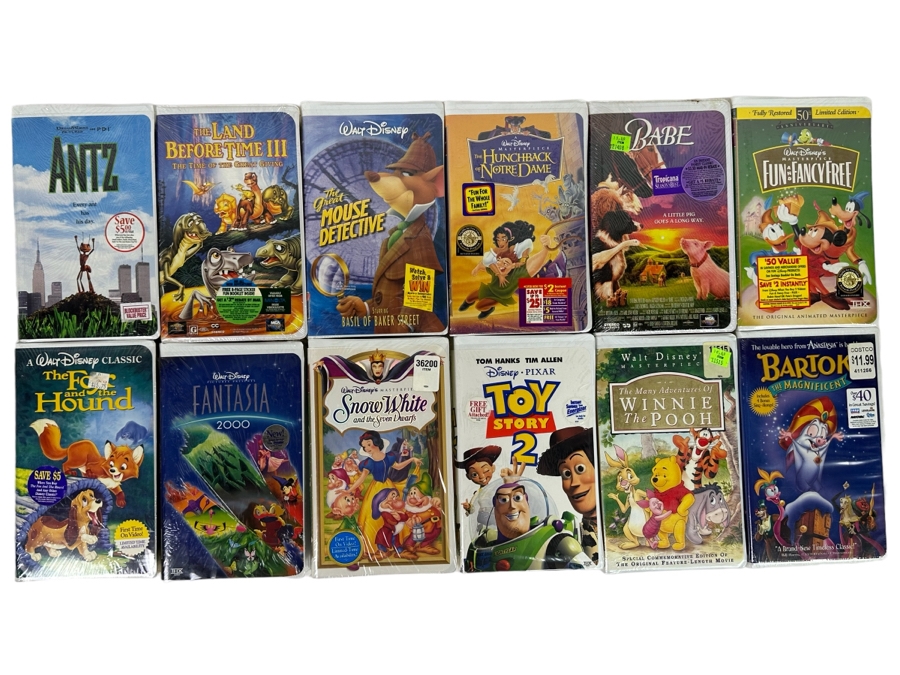 Disney VHS Lot *All Sealed* Includes: Antz, The Hunchback of Notre Dame, Babe, The Fox and the Hound, Fantasia, Snow White, Toy Story 2 and More