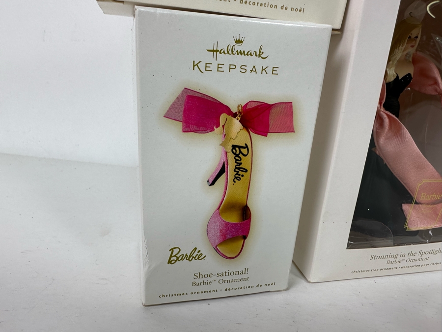 Lot of Five Hallmark Keepsake Barbie Ornaments, 2015 Brand New Sealed Barbie Calendar and Barbie Travel Mug 'Born to Jet Set' [Photo 7]