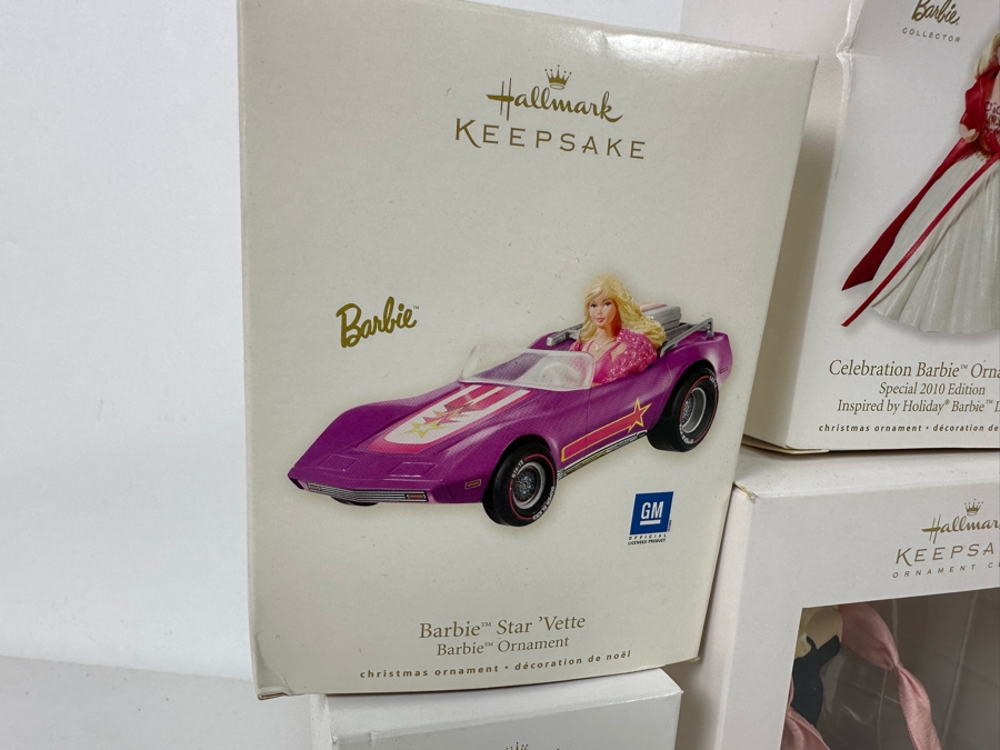 Lot of Five Hallmark Keepsake Barbie Ornaments, 2015 Brand New Sealed Barbie Calendar and Barbie Travel Mug 'Born to Jet Set' [Photo 8]