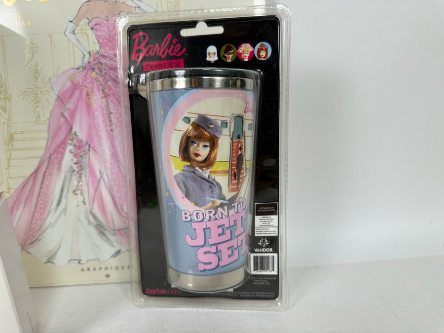 Lot of Five Hallmark Keepsake Barbie Ornaments, 2015 Brand New Sealed Barbie Calendar and Barbie Travel Mug 'Born to Jet Set' [Photo 11]