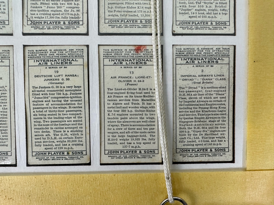 International Air Liners John Player and Sons Original Cigarette Cards - 25 Cards Mounted and Framed [Photo 23]