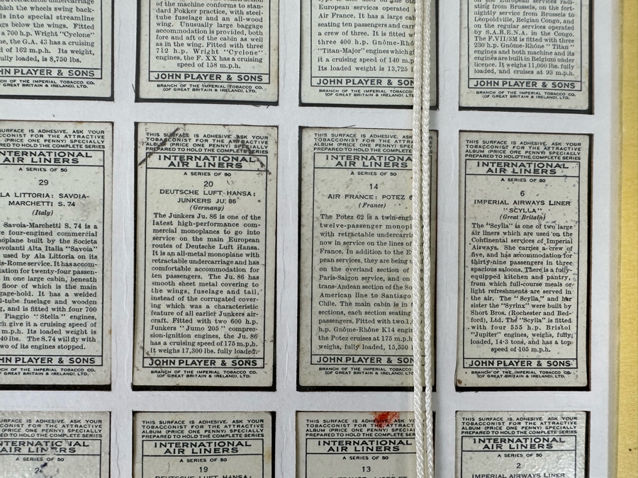 International Air Liners John Player and Sons Original Cigarette Cards - 25 Cards Mounted and Framed [Photo 20]