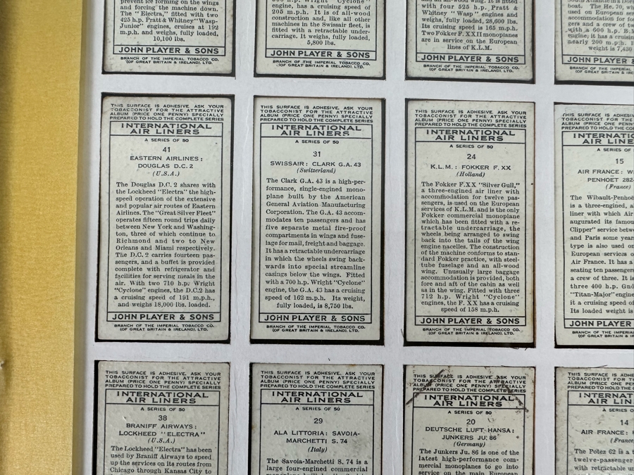 International Air Liners John Player and Sons Original Cigarette Cards - 25 Cards Mounted and Framed [Photo 18]