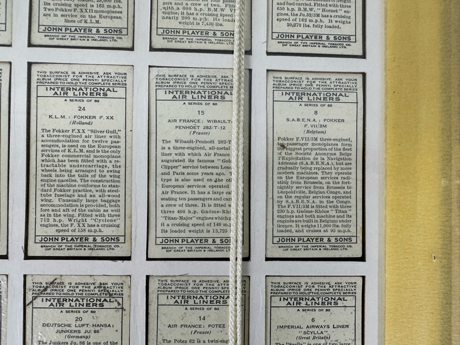 International Air Liners John Player and Sons Original Cigarette Cards - 25 Cards Mounted and Framed [Photo 19]