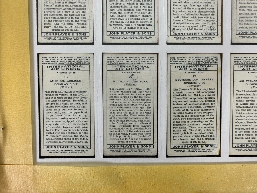International Air Liners John Player and Sons Original Cigarette Cards - 25 Cards Mounted and Framed [Photo 22]