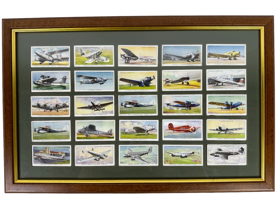 International Air Liners John Player and Sons Original Cigarette Cards - 25 Cards Mounted and Framed