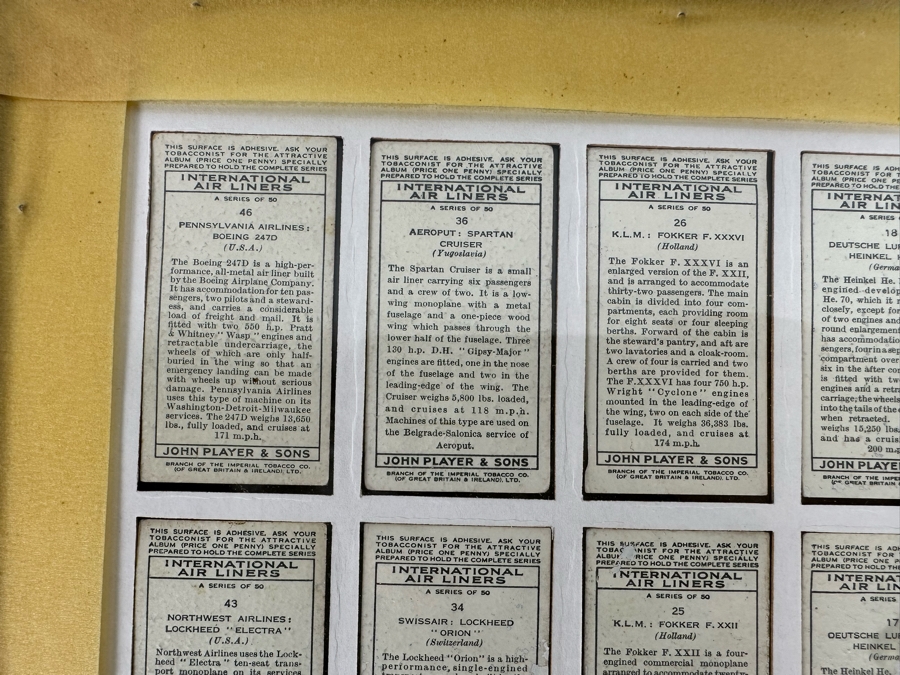 International Air Liners John Player and Sons Original Cigarette Cards - 25 Cards Mounted and Framed [Photo 14]