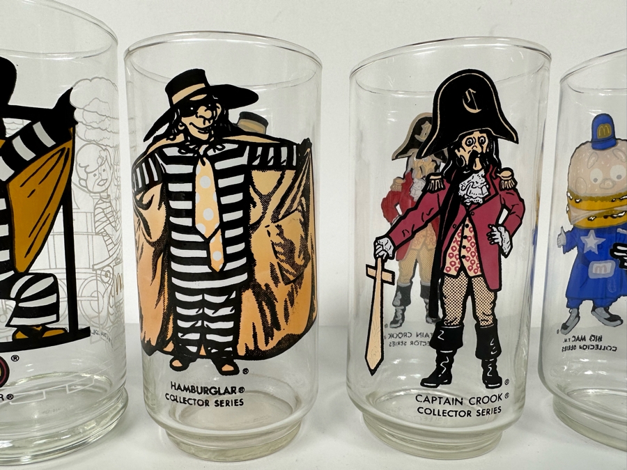 Lot of 7 McDonald Action and Collector Series Drinking Glasses including Hamburglar,  Big Mac, Mayor McChesse and Captain Crook [Photo 5]