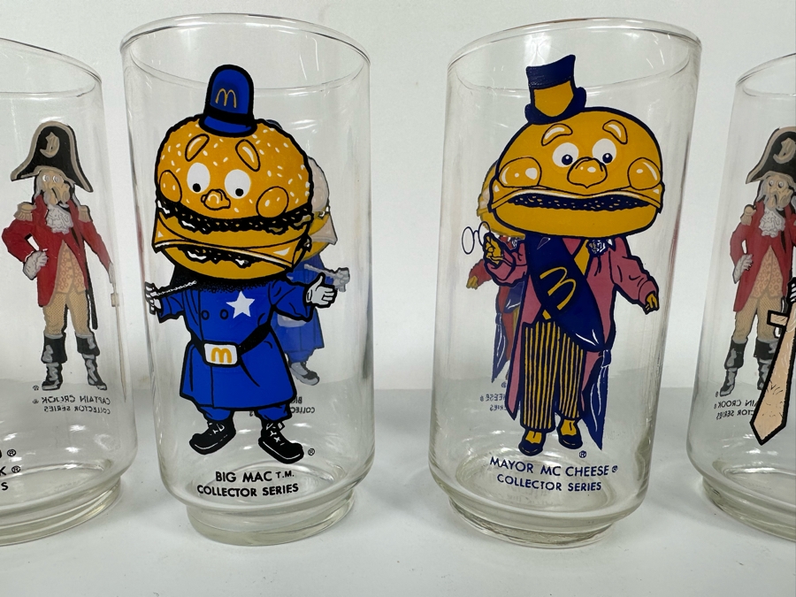 Lot of 7 McDonald Action and Collector Series Drinking Glasses including Hamburglar,  Big Mac, Mayor McChesse and Captain Crook [Photo 3]