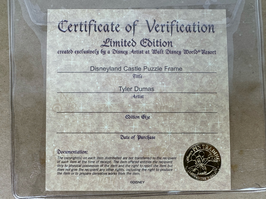 Disneyland Castle Puzzle Frame 'Let the Memories Begin' Created by Artist Tyler Dumas at Walt Disney World Resort - Limited Edition [Photo 11]