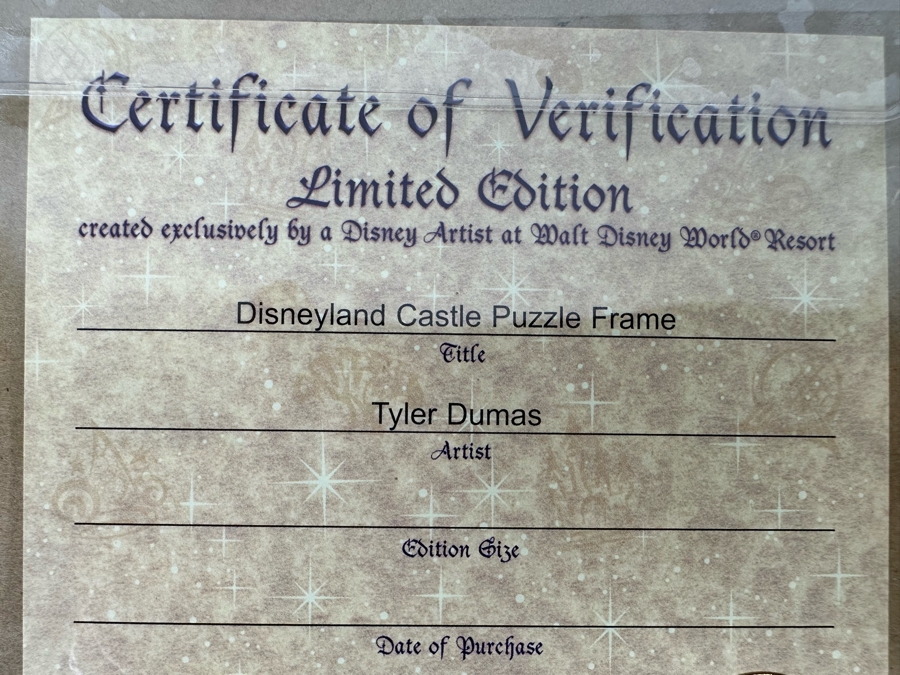 Disneyland Castle Puzzle Frame 'Let the Memories Begin' Created by Artist Tyler Dumas at Walt Disney World Resort - Limited Edition [Photo 13]