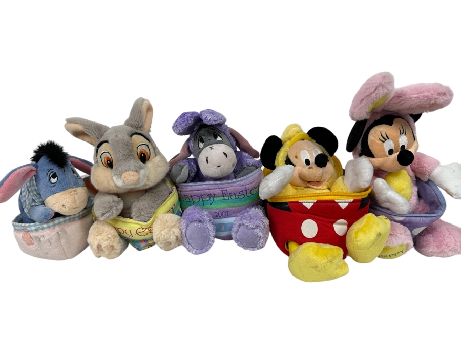 Lot of Disney Vintage Happy Easter Plush Zip-Up Eggs Including Mickey, Minnie Mouse, Eeyore and More [Photo 1]