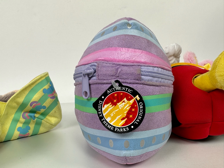 Lot of Disney Vintage Happy Easter Plush Zip Up Eggs Including Mickey Minnie Mouse Eeyore and More