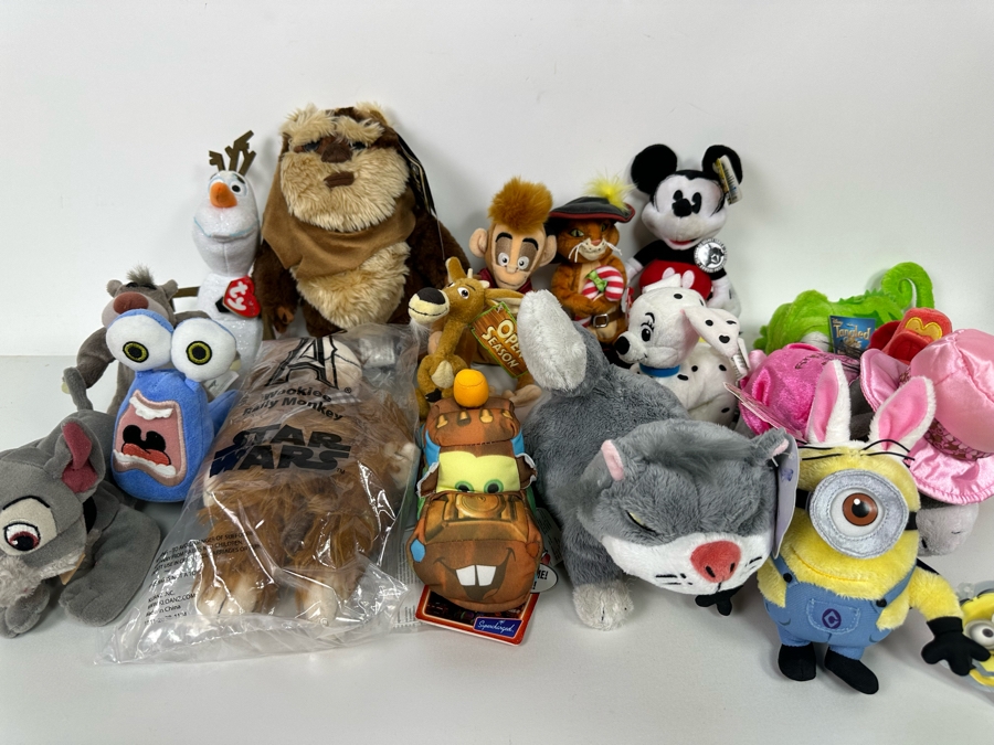 Lot of Disney Vintage Plush Toys Including Olaf, Mater, Mickey, Minions, Lucifer, Wicket W. Warrick and More [Photo 4]