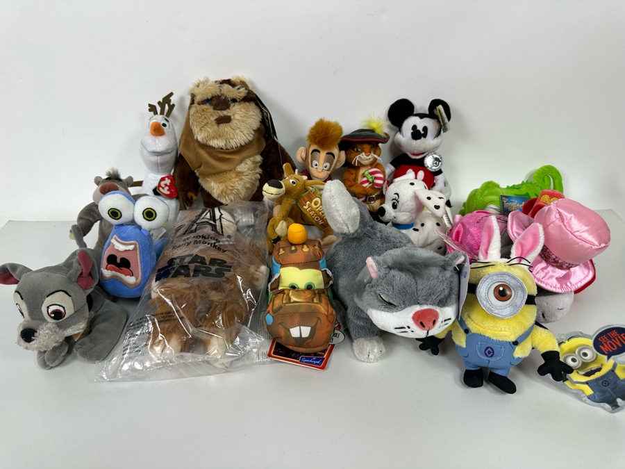 Lot of Disney Vintage Plush Toys Including Olaf, Mater, Mickey, Minions, Lucifer, Wicket W. Warrick and More [Photo 3]