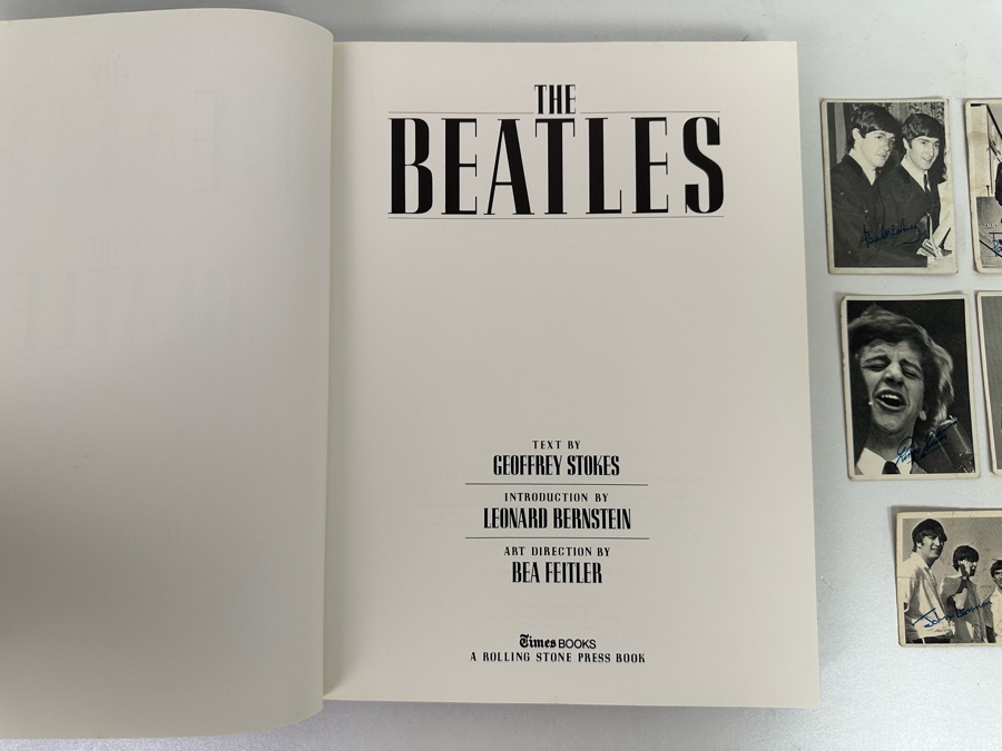 First Edition Hardcover Book The Beatles With Introduction By Leonard Bernstein & Jacket Artwork By Andy Warhol 1980 Plus Five Topps Beatles Picture Trading Cards [Photo 5]