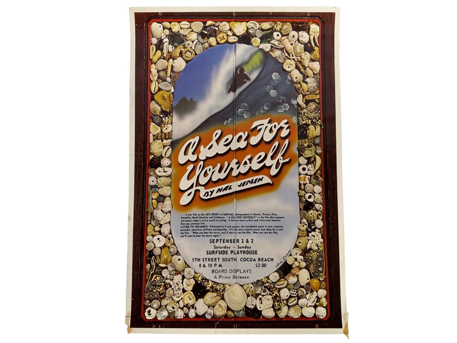 Vintage 'A Sea for Yourself' Surf Movie Poster by Hal Jensen 12 X 18.5